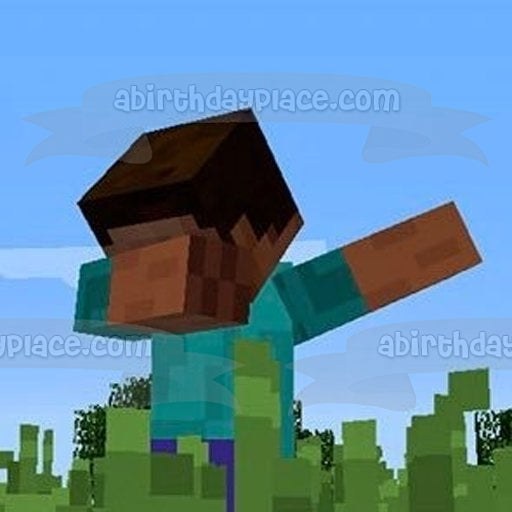 Minecraft Steve Dabbing Edible Cake Topper Image ABPID51125