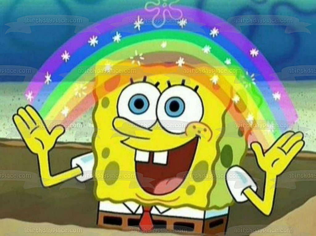 SpongeBob SquarePants Rainbow Edible Cake Topper Image ABPID51167