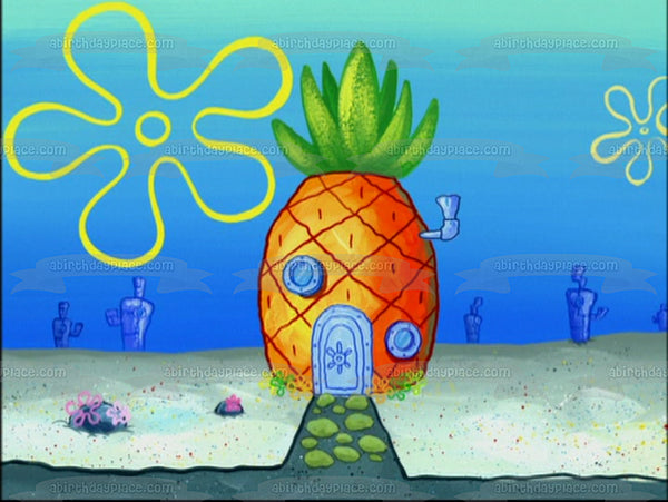 SpongeBob SquarePants Pineapple House Bikini Bottom Edible Cake Topper Image ABPID51171