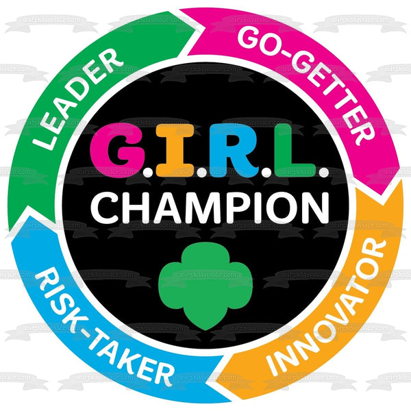 Girl Scouts of America Logo Leader Go-Getter Risk-Taker Innovator G.I.R.L. Champion Edible Cake Topper Image ABPID51175