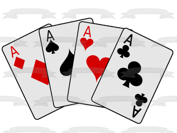 Playing Cards All Aces Casino Edible Cake Topper Image ABPID51176