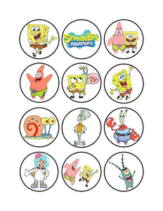 Spongebob Squarepants Patrick Gary Mr. Krabbs Sandy Squidword Plankton Edible Cupcake Topper Images ABPID51339