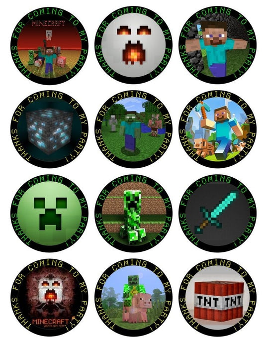 Minecraft Happy Birthday Steve Creeper Blue Diamond Sword Tnt Block Pig Ghast Edible Cupcake Topper Images ABPID51343