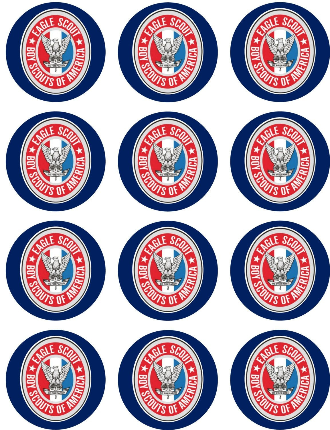 Boy Scouts of America Eagle Scout Badge Edible Cupcake Topper Images ABPID51346