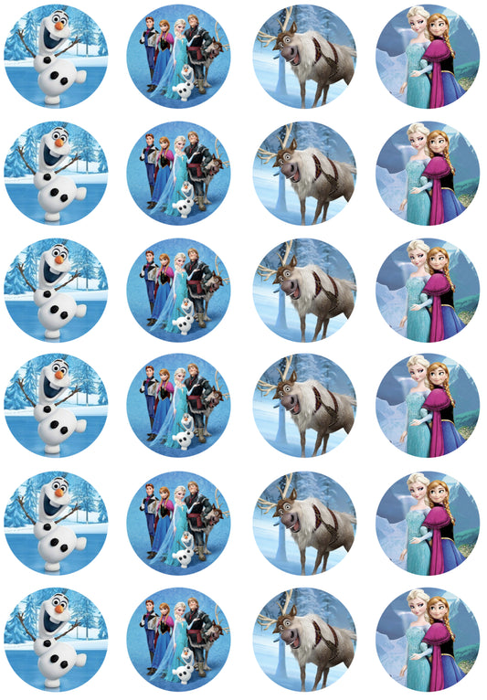 Disney-Pixar Frozen 2 Elsa Anna Olaf King Agnarr Kristoff Sven Edible Cupcake Topper Images ABPID51384