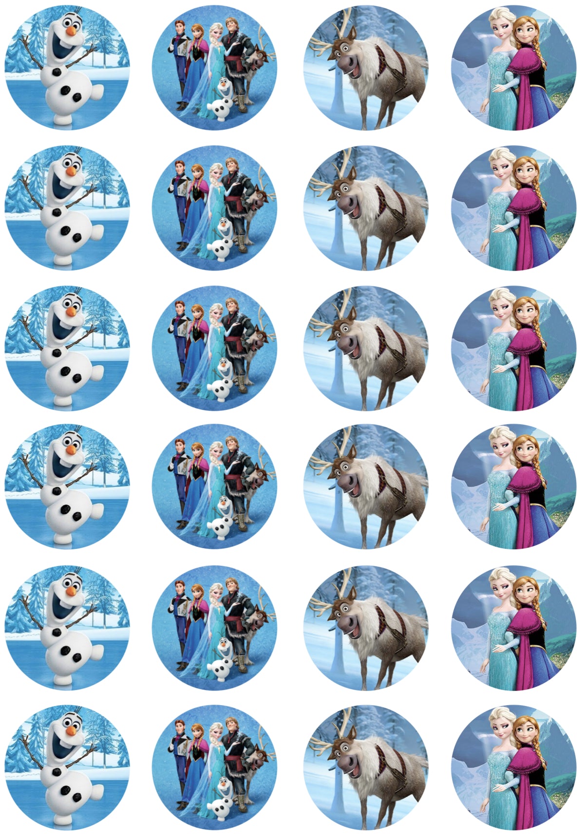 Disney-Pixar Frozen 2 Elsa Anna Olaf King Agnarr Kristoff Sven Edible Cupcake Topper Images ABPID51384