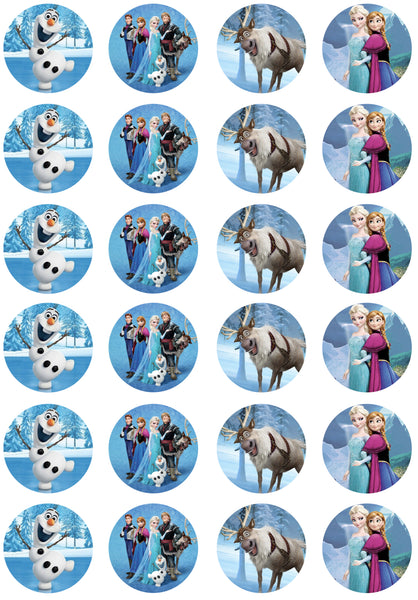 Disney-Pixar Frozen 2 Elsa Anna Olaf King Agnarr Kristoff Sven Edible Cupcake Topper Images ABPID51384