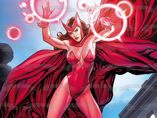 Scarlet Witch Fighting Edible Cake Topper Image ABPID51762