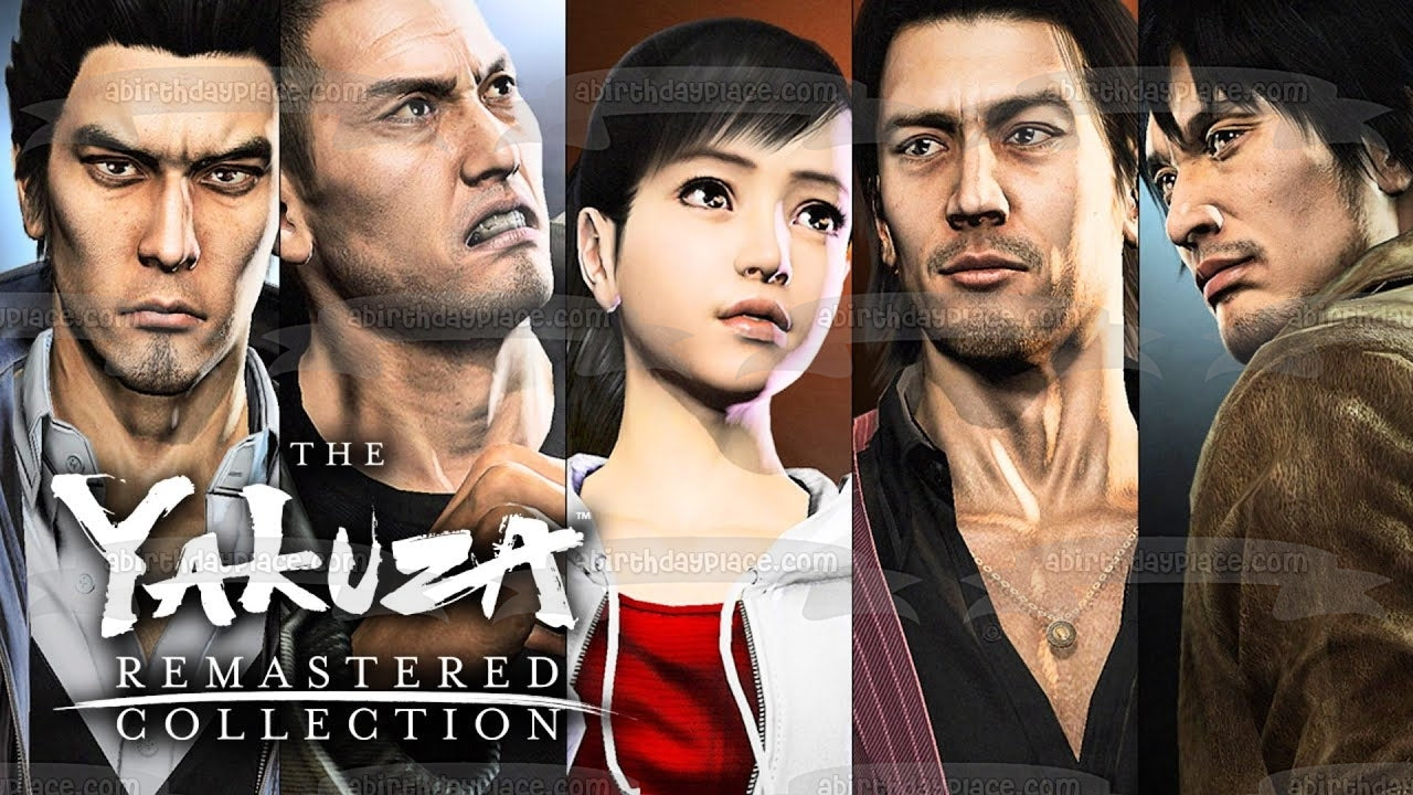 La colección Yakuza Remastered Kazuma Kiryu Haruka Sawamura Goro Majima Ichiban Kasuga Takayuki Yagami Imagen comestible para decoración de tartas ABPID51904 