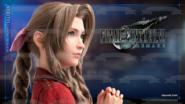Final Fantasy 7 Remake Aerith Gainsborough Edible Cake Topper Image ABPID51925