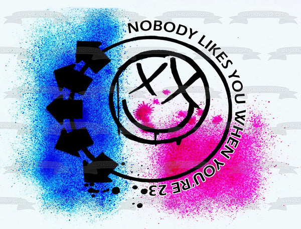 Nobody Likes You When You're 23 Blink 182 Logo Funny Birthday Edible Cake Topper Image ABPID51983