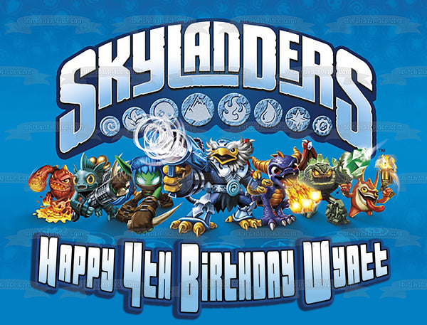Skylanders Happy Birthday Personalized Stealth Health Jet-Vac Edible Cake Topper Image ABPID52003