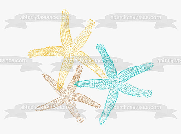 Starfish Trio Colorful Ocean Life Edible Cake Topper Image ABPID52045