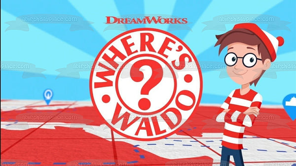 Where's Waldo Waldo Standing on Map Edible Cake Topper Image ABPID52122