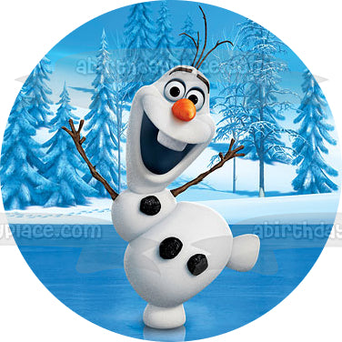 Disney Pixar Frozen Olaf Skating Round Edible Cake Top – A Birthday