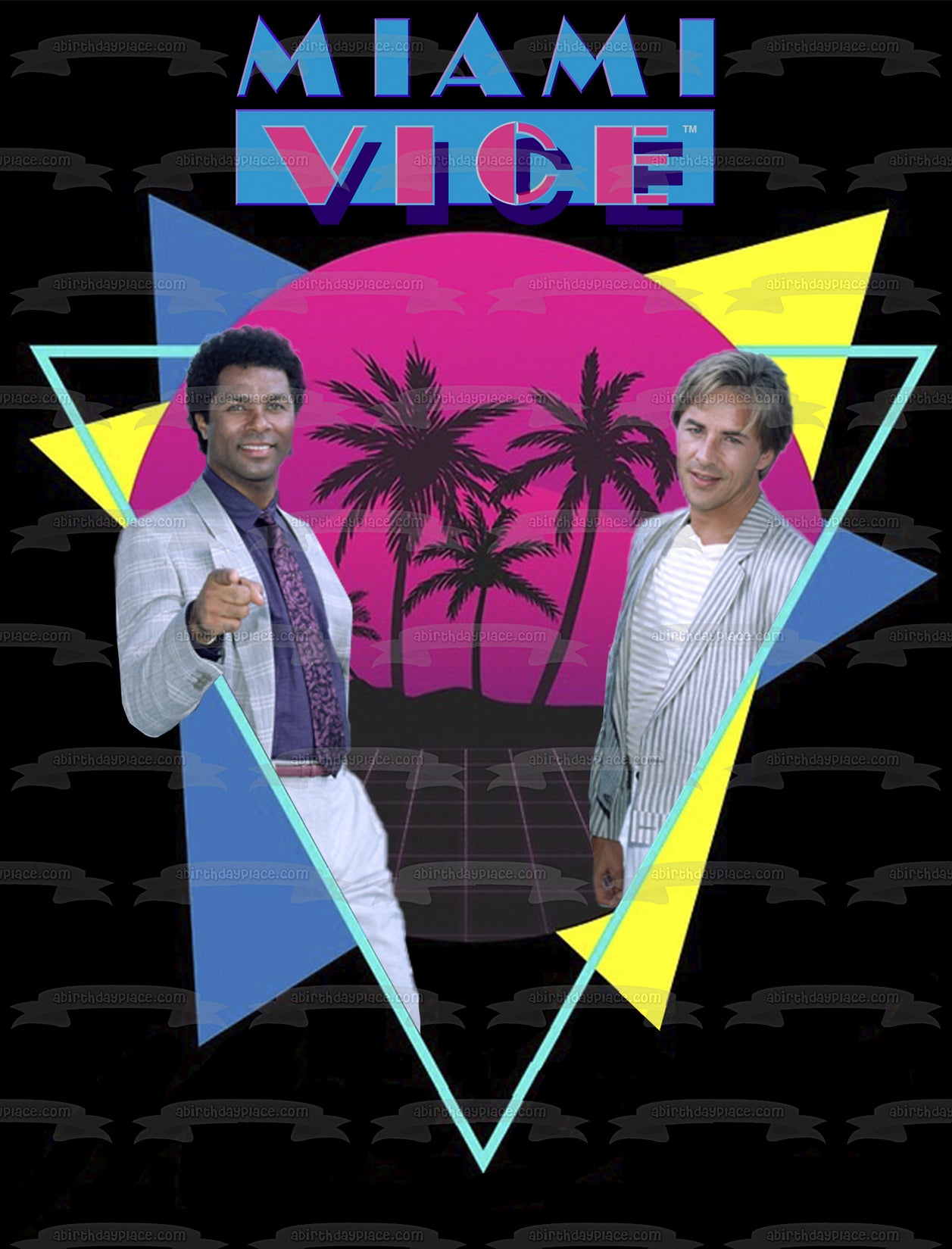 Miami Vice TV Show Crockett Tubbs 80s Edible Cake Topper Image