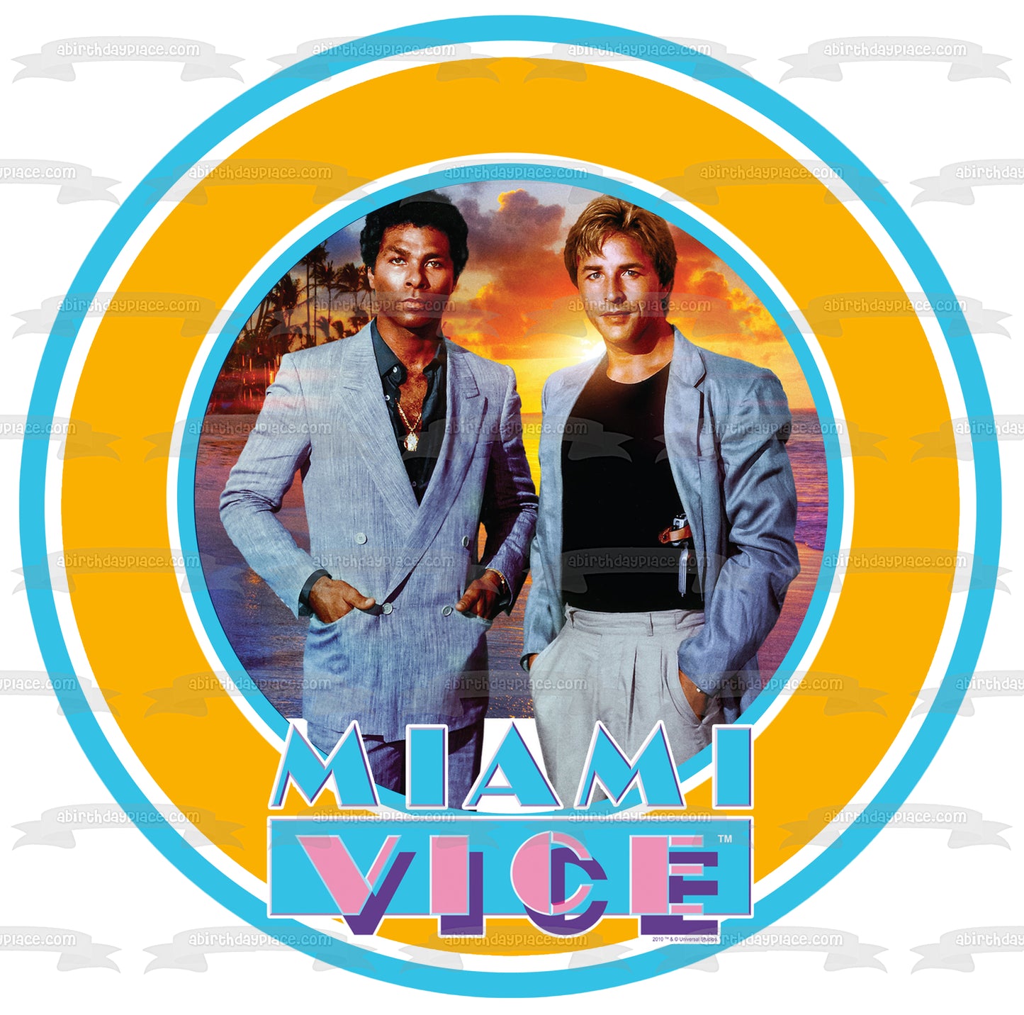 Miami Vice Crockett Tubbs 80s Edible Cake Topper Image ABPID52210