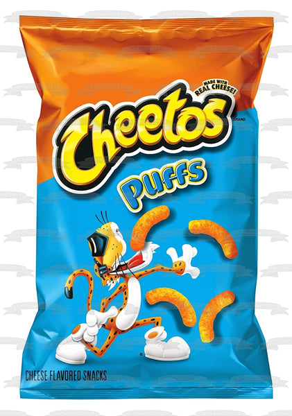 Cheetos Puffs Cheese Snacks Bag Edible Cake Topper Image ABPID52246