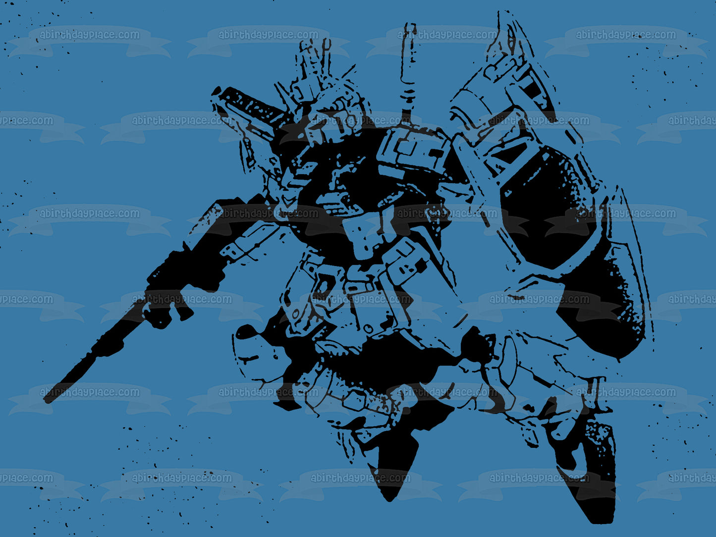 Gundam In Flight Gundam Wing Mecha Gunpla Battle Robot Anime Blue Background Edible Cake Topper Image ABPID52351