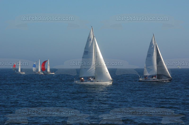 Sailboats Ocean Bound Edible Cake Topper Image ABPID52534
