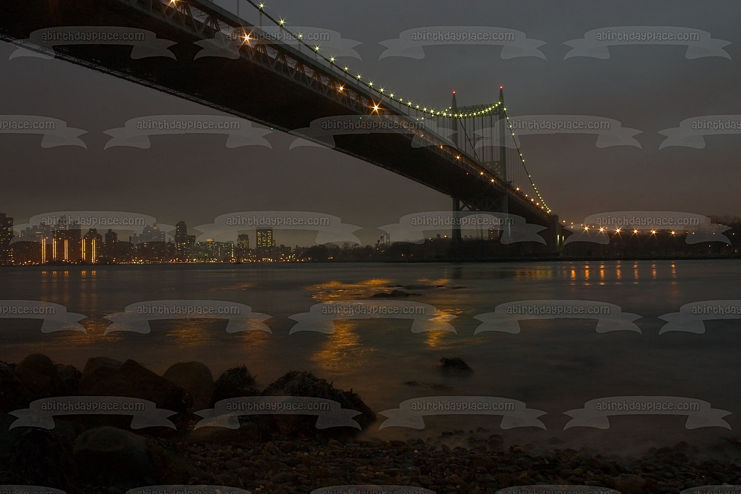 City Bridge and Buildings Edible Cake Topper Image ABPID52570