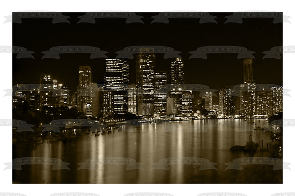 Cityscape Edible Cake Topper Image ABPID52603