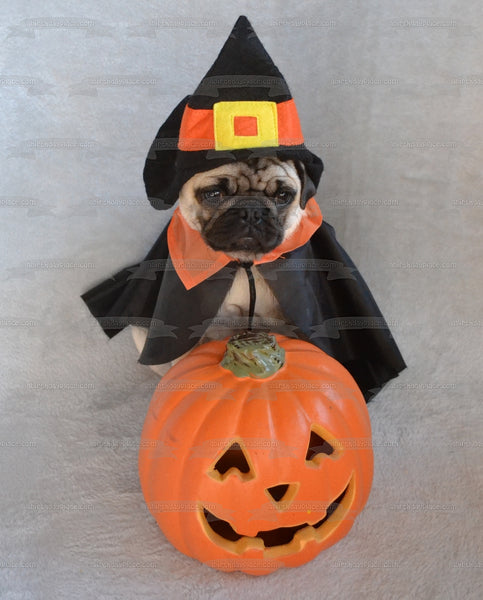 Trick R Treat Halloween Pug Edible Cake Topper Image ABPID52624