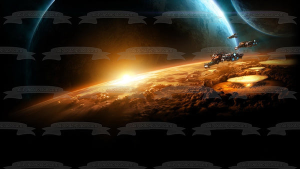 Starcraft RTS Gaming Blizzard Terran Battlecruiser Edible Cake Topper Image ABPID52640