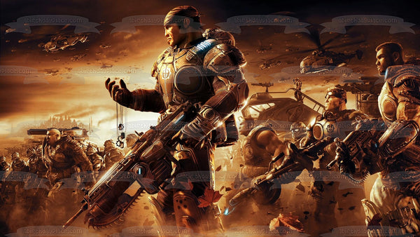 Gears of War SciFi Shooter FPS Gaming Marcus Fenix Characters Edible Cake Topper Image ABPID52645