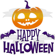 Happy Halloween Jack-O-Lantern Bats Edible Cake Topper Image ABPID52673