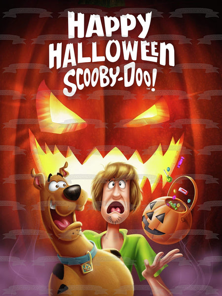 Scooby-Doo Happy Halloween Shaggy Scooby Scary Pumpkins Edible Cake Topper Image ABPID52696