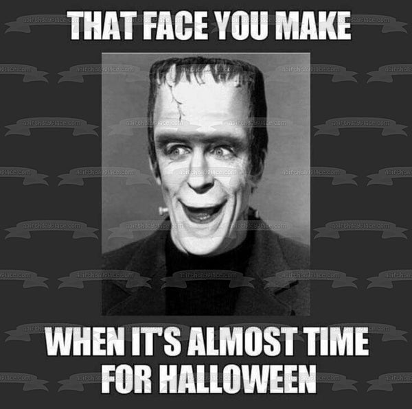 Frankenstein Happy Halloween Meme Frankenstein Smiling Edible Cake Topper Image ABPID52765