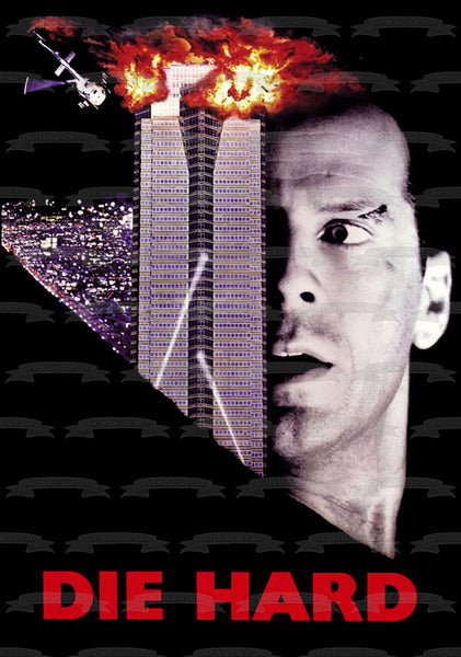 Die Hard Bruce Willis John McClane 1988 Movie NYPD Cop Nakatomi Plaza Los Angeles Edible Cake Topper Image ABPID52813