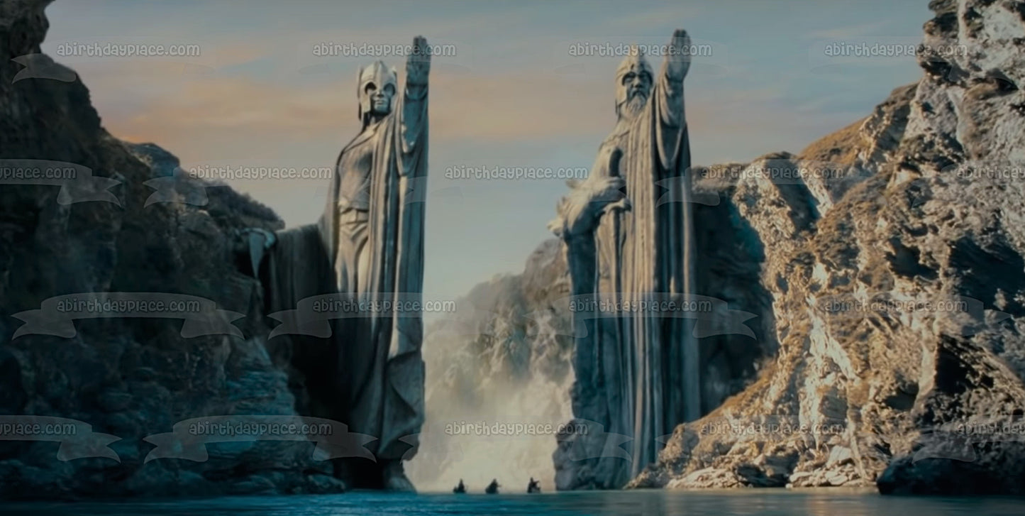 Imagen comestible para tarta con diseño de El Señor de los Anillos, Puerta de Argonath, película de fantasía, ABPID52865 