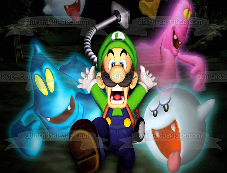 Luigi's Mansion Luigi Ghosts Scary Video Game Edible Cake Topper Image ABPID52910