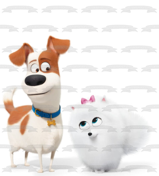 The Secret Life of Pets Max Gidget White Background Edible Cake Topper Image ABPID53197