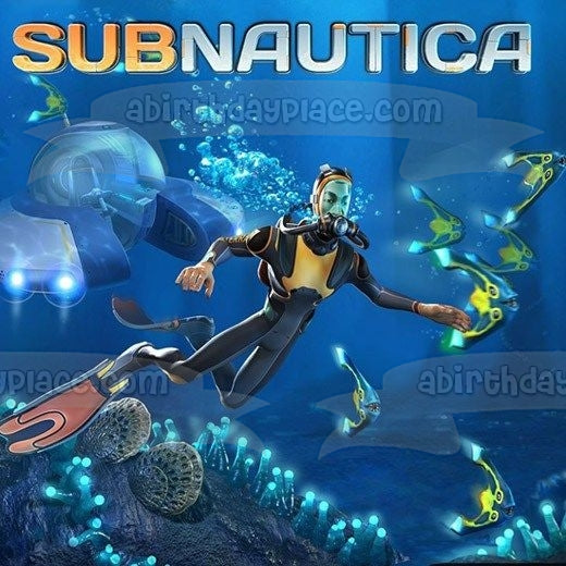 Subnautica Video Game Ocean Aquatic Game Cover Edible Cake Topper Image ABPID53210