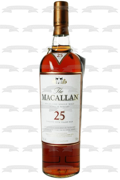 Macallan 25 Scotch Whisky Bottle Edible Cake Topper Image ABPID53337