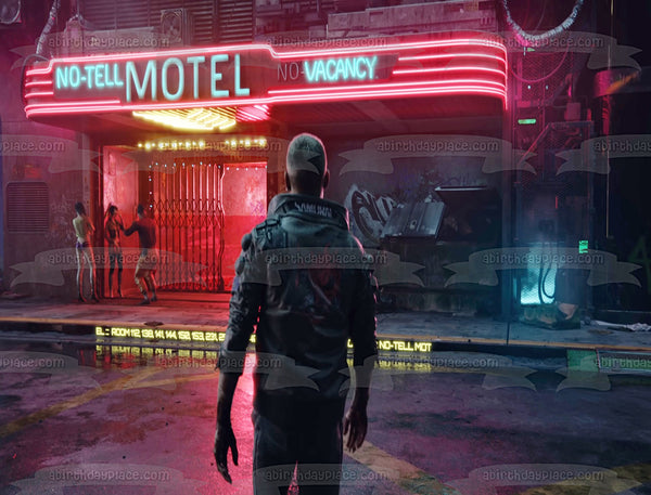 Cyberpunk 2077 No Tell Motel Edible Cake Topper Image ABPID53416