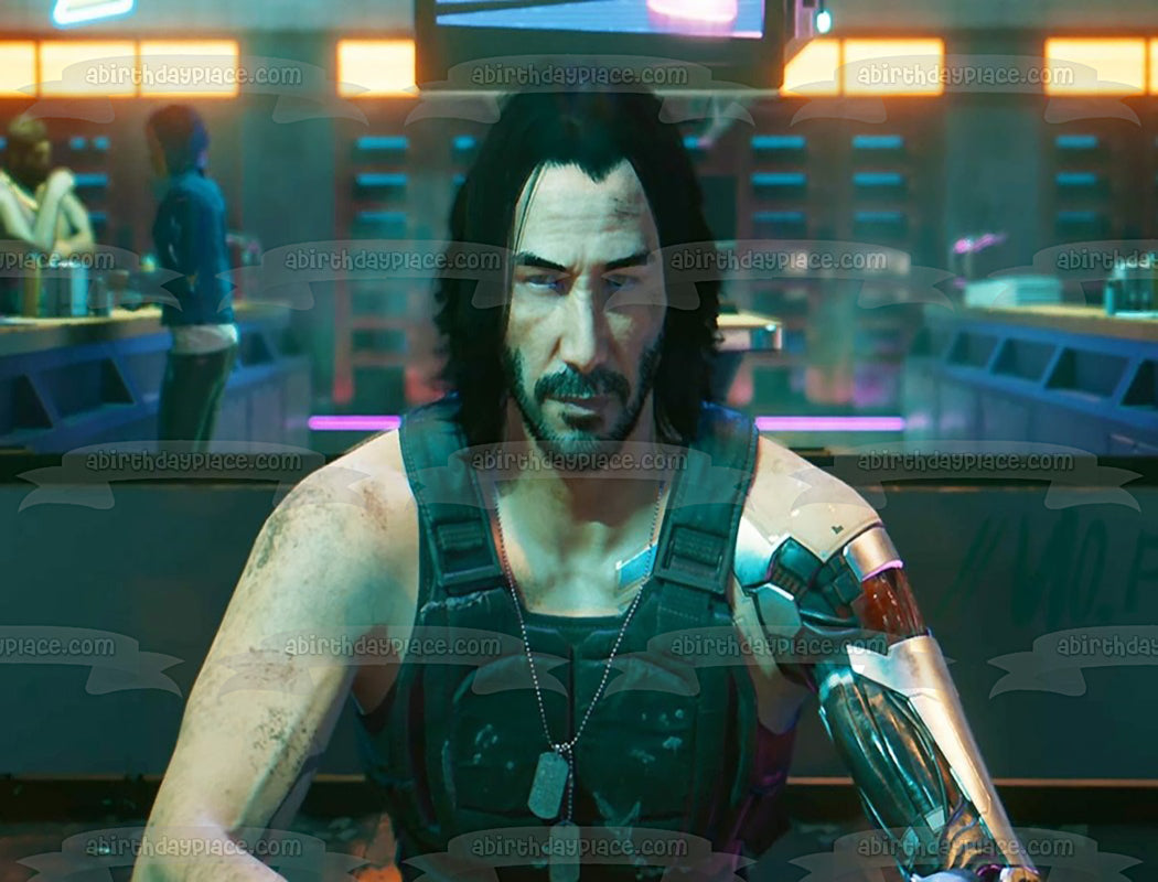 Cyberpunk 2077 Keanu Reeves Edible Cake Topper Image ABPID53417