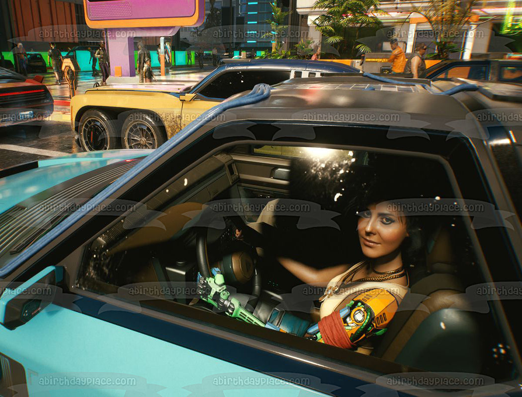 Cyberpunk 2077 Cars Edible Cake Topper Image ABPID53419