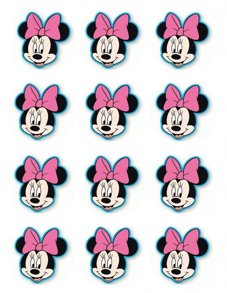 Minnie Mouse Face Disney 12 Count Cupcake Toppers Edible Cupcake Toppe – A  Birthday Place