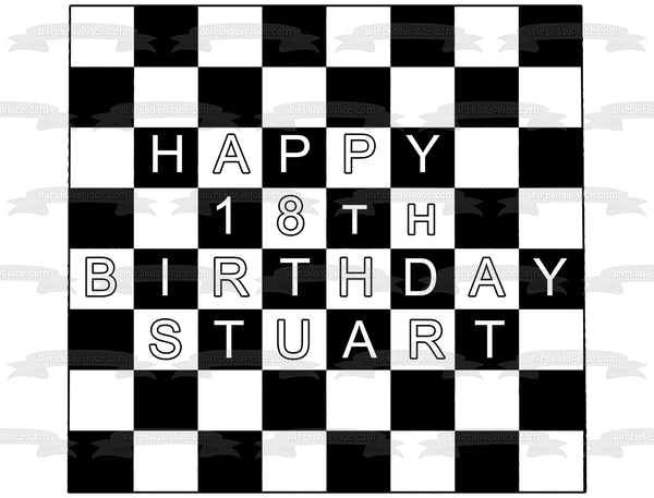 Chess or Checkers Board Game Happy Birthday Customizable Edible Cake Topper Image ABPID53496