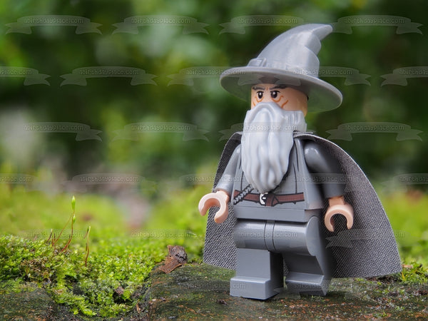 LEGO Gandalf Lord of the Rings the Hobbit Wizard Middle Earth Edible Cake Topper Image ABPID53516