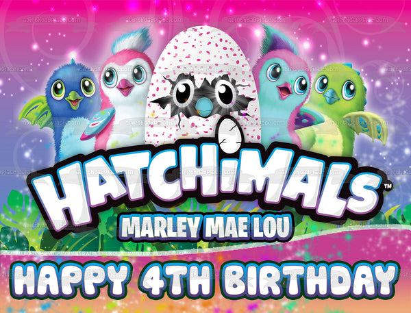 Hatchimals Sparkles Toy Happy Birthday Your Personalized Name Edible Cake Topper Image ABPID53538