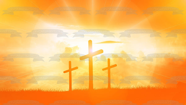 Easter Cross Crucifixion Calvary Golgotha Jesus Christianity Resurrection Edible Cake Topper Image ABPID53542