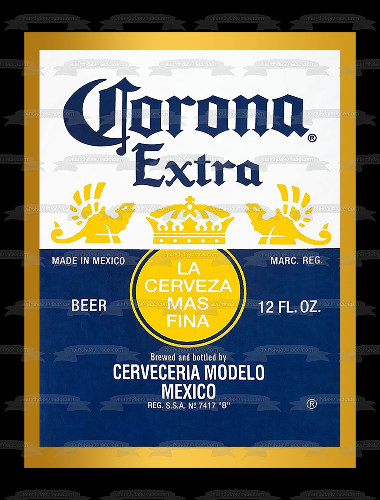Corona Extra Cerveza México Etiqueta De Alcohol Logo Adorno Comestible