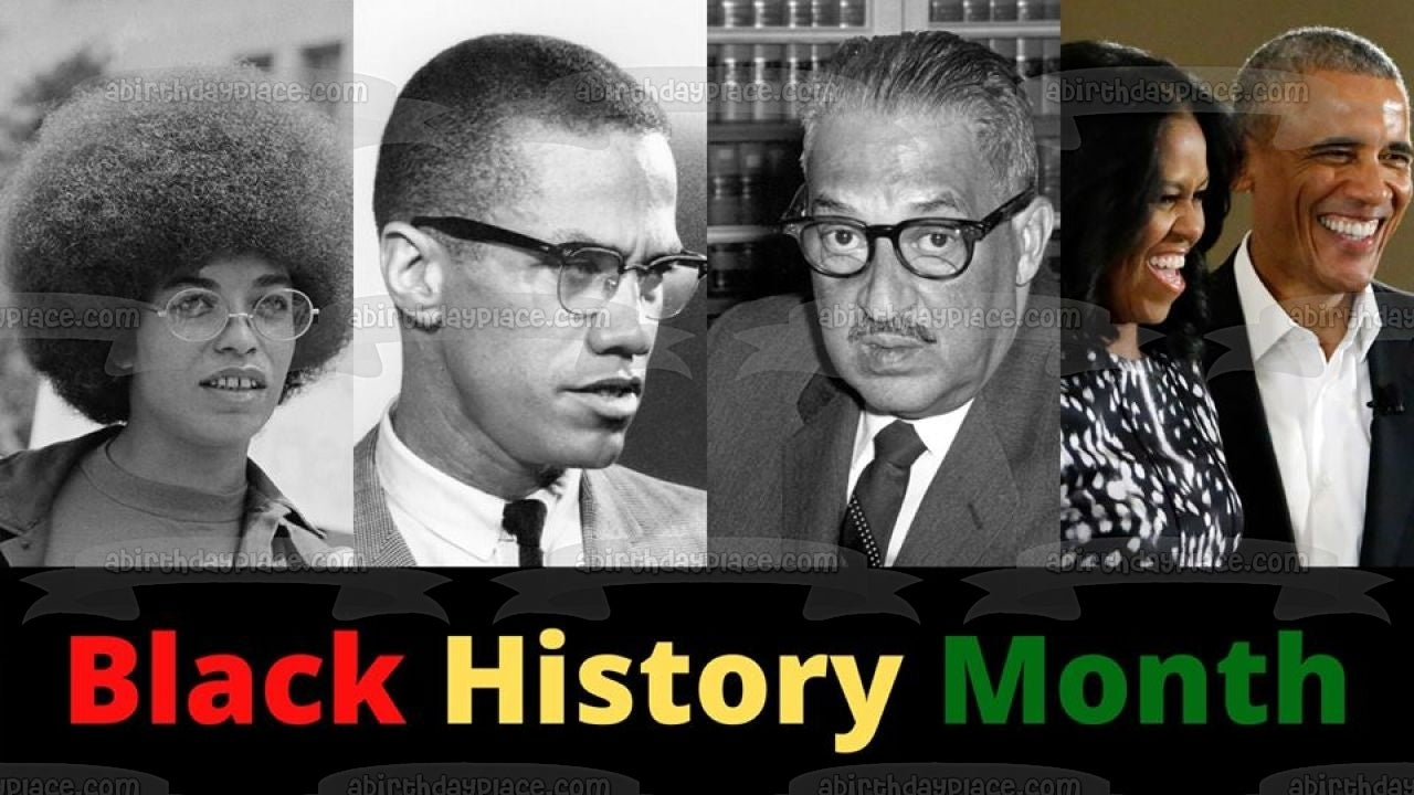 Mes de la Historia Negra Presidente Barak Obama Michelle Obama Malcom X Imagen comestible para tarta ABPID53567 