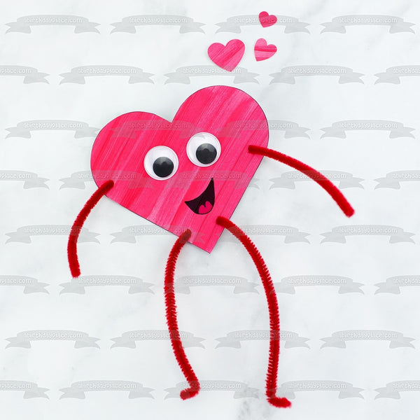 Happy Valentine's Day Heart Man Stick Figure Edible Cake Topper Image ABPID53581