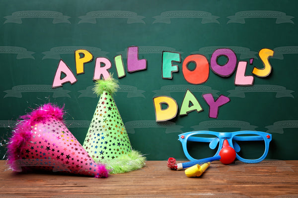 April Fool's Day Party Hats Edible Cake Topper Image ABPID53736